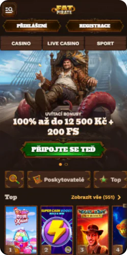 Mobilní webová verze casina FatPirate