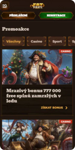Sekce s promo nabídkami casina FatPirate